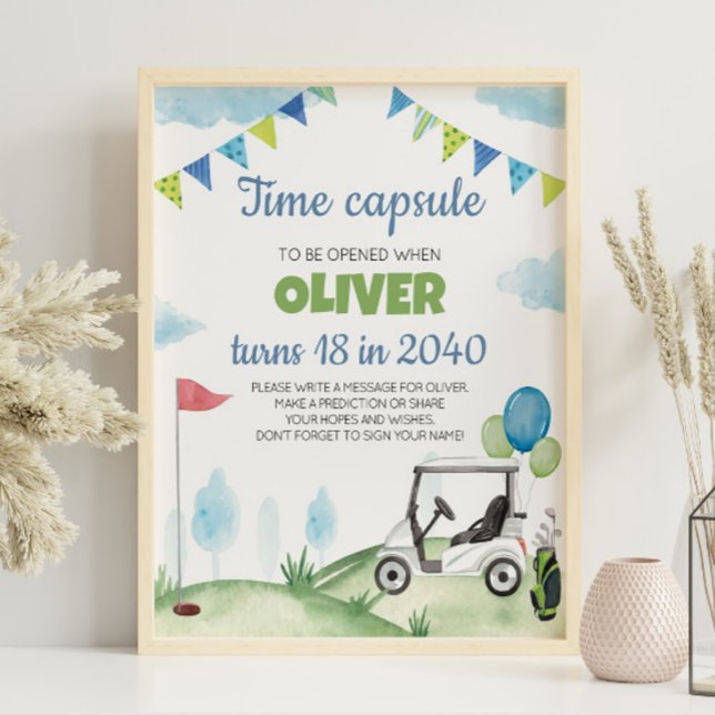 Boy Golf Birthday Time Kapselunterschrift Poster (Von Creator hochgeladen)