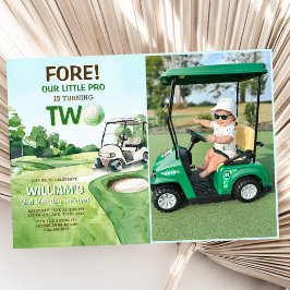 Boy Golf Par tee 2. Geburtstag Foto Einladung
