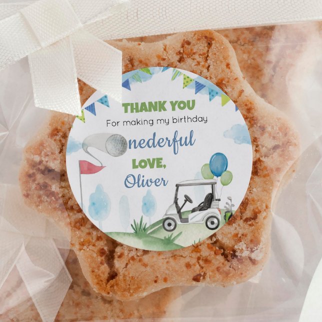 Boy Golf Party Labels Birthday Baby Dusche Runder Aufkleber (Von Creator hochgeladen)