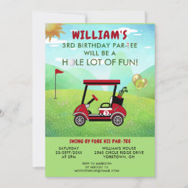 Boy Golf Theme 3. Geburtstag Par-T-Shirt Einladung