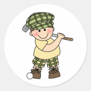 Boy Golfer Runder Aufkleber