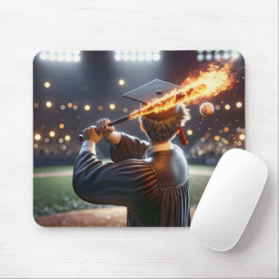 Boy Graduate Swinging a Flaming Baseball Bat Mousepad