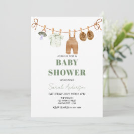 Boy Green Boho Baby Clothes Baby Dusche Einladung