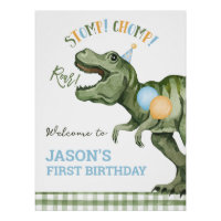 Boy Green Dinosaur 1ère Affiche de bienvenue d'ann