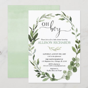 Boy Greenery eucalyptus foliage Babydusche Einladung