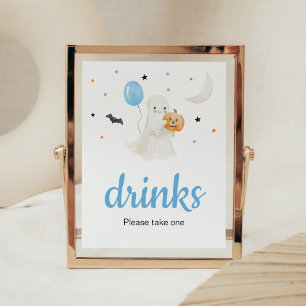 Boy Halloween Little Boo Baby Shower Drinks Poster