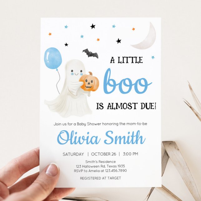 Boy Halloween Little Boo ist fast Due Baby Dusche Einladung (A Little Boo Baby Shower Invitation)
