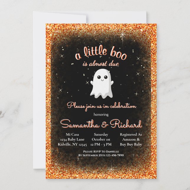 Boy Halloween Niedlich Ghost Little Boo Baby Dusch Einladung (Vorderseite)