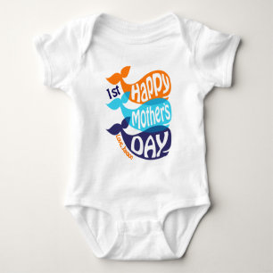 Boy Happy First Mother's Day Bodysuit Whale Shirt