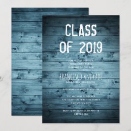 Boy High School Graduation Party 2019 Rustic Blue Einladung