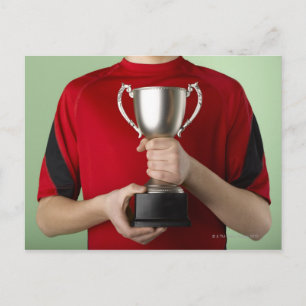 Boy Holding Trophy Postkarte