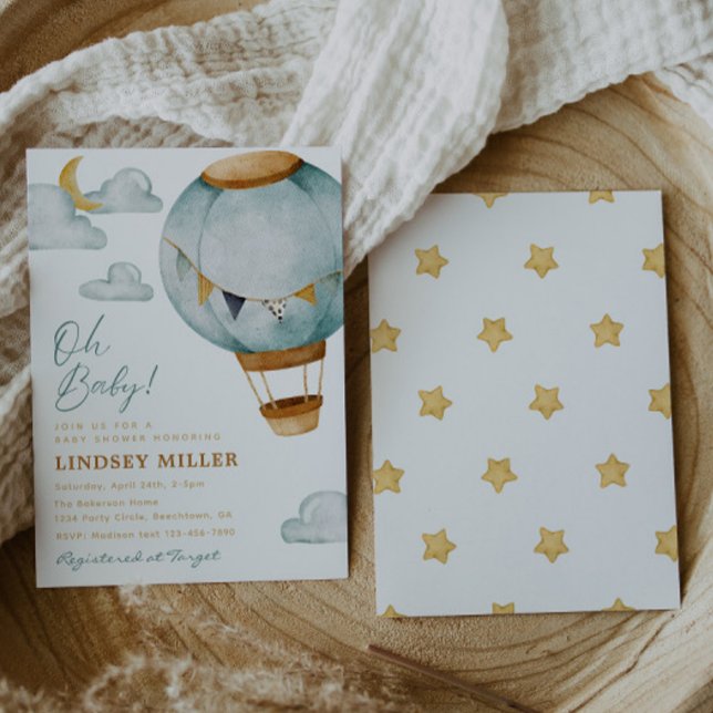 Boy Hot Air Balloon Baby Shower Invitations (Créateur téléchargé)