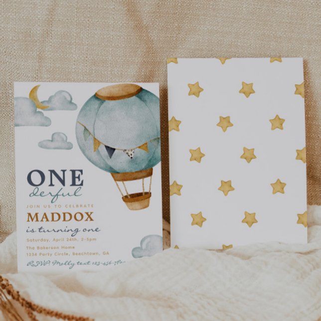 Boy Hot Air Balloon Invitations Anniversaire (Créateur téléchargé)