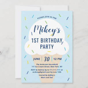 Boy Ice Cream Anniversaire Fête Invitation