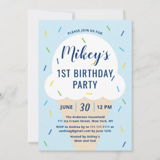 Boy Ice Cream Anniversaire Fête Invitation