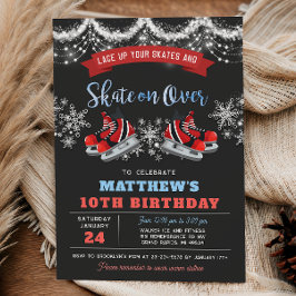 Boy Ice Skating Birthday Invitation Einladung