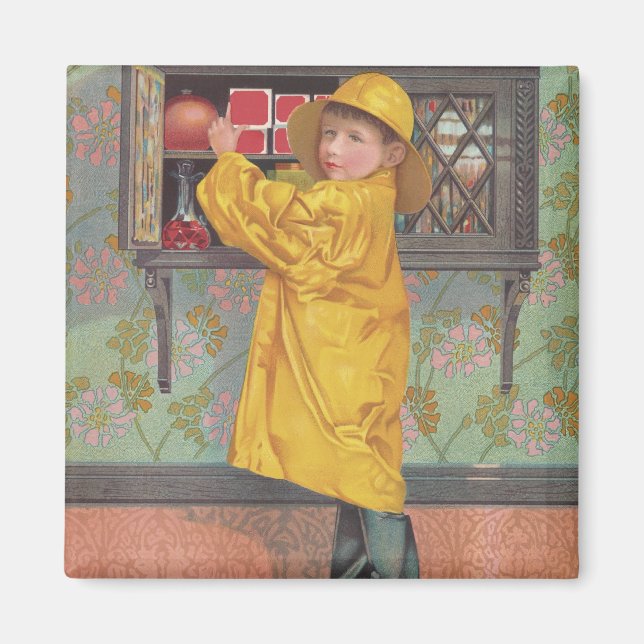 Boy in Raincoat Magnet (Vorne)