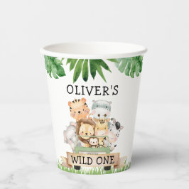 Boy Jungle Wild One Birthday Paper Cups Pappbecher