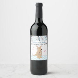 Boy Kangaroo Wine Label Boho Babydusche Weinetikett
