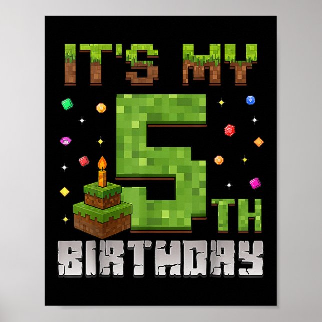 Boy Kid Birthday Party i My 5th Birthday Gamer P Poster (Vorne)