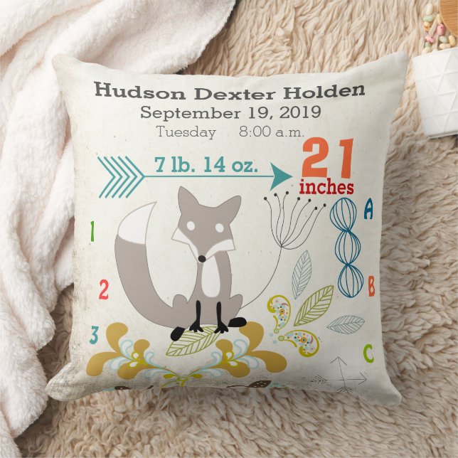 Boy Kinderzimmer Baby Birth Stat Fox Arrow Muster Kissen (Decke)