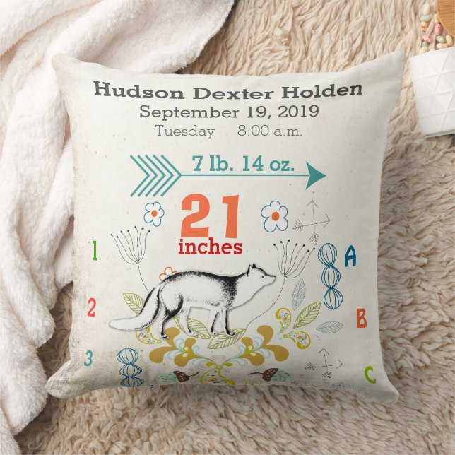 Boy Kinderzimmer Baby Birth Stat Fox Arrow Muster Kissen (Decke)