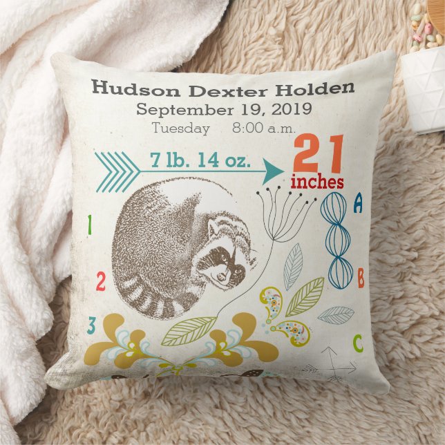 Boy Kinderzimmer Baby Birth Stat Raccoon Arrow Mus Kissen (Decke)