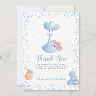 Boy Koala Bear Blue Vielen Dank Baby Duschkarte Dankeskarte