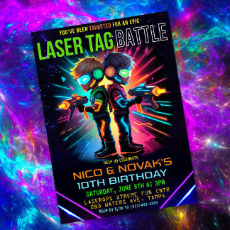 Boy Laser Tag Birthday Einladung