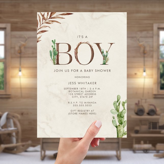 Boy Leather Inspiriert Western Cactus Baby Shower Einladung (Von Creator hochgeladen)