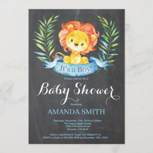 Boy Lion Baby Shower Einladung Chalkboard
