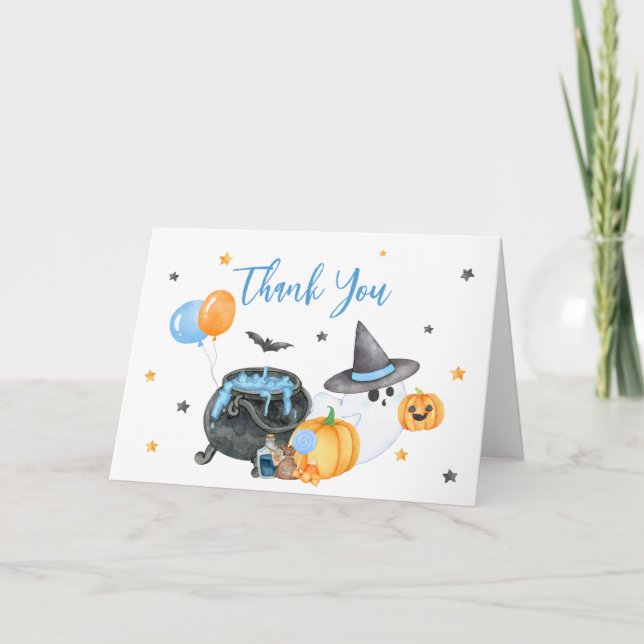 Boy Little Boo Ghost Baby Dusche Dankeskarte (Vorderseite)