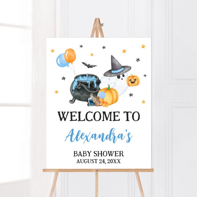 Boy Little Boo Ghost Baby Dusche Willkommen Poster (Ghost Halloween Baby Shower
Welcome Sign)