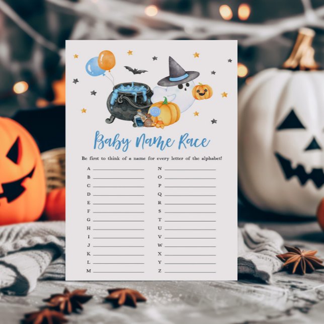 Boy Little Boo Ghost Baby Name Race Game (Ghost Halloween Baby Shower Baby Name Race Game)