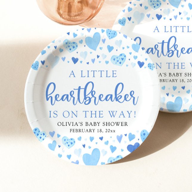 Boy Little Heartbreaker Blue Valentine Baby Dusche Pappteller (Von Creator hochgeladen)