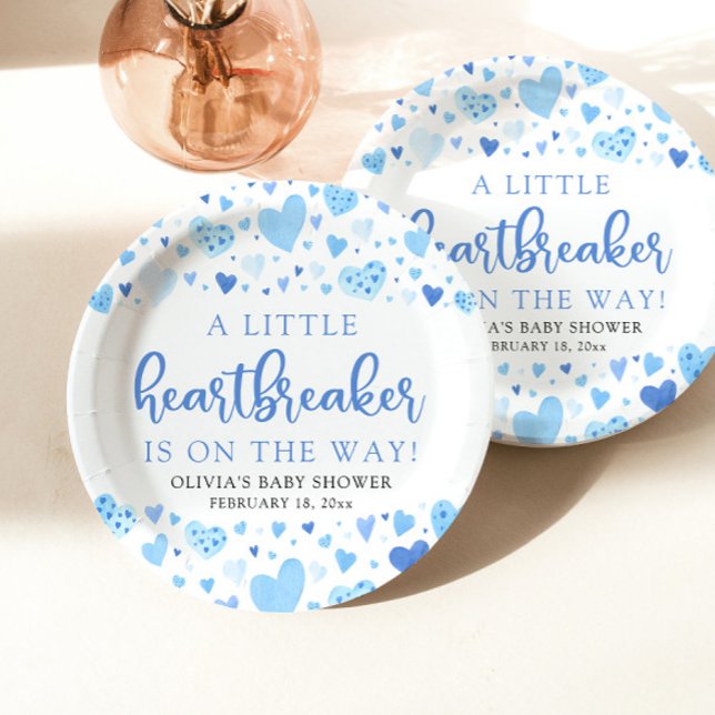 Boy Little Heartbreaker Blue Valentine Baby Dusche Pappteller (Von Creator hochgeladen)