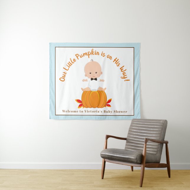 Boy Little Pumpkin Baby Duschbanner Hintergrund Wandteppich (Beispiel (Horizontal))