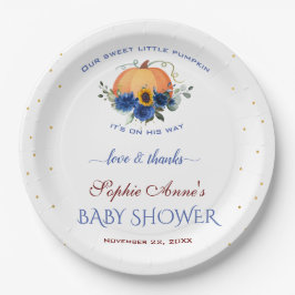 Boy Little Pumpkin Erntedank Baby Shower Pap Pappteller