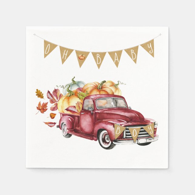 Boy Little Pumpkin Fall Baby Dusche Napkins Serviette (Vorderseite)