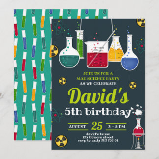 Boy Mad Scientist Vorsicht Geburtstagspartei Einladung