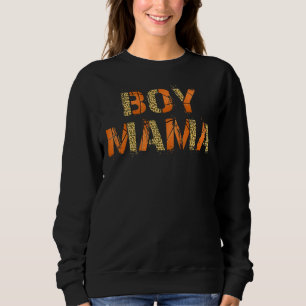 Boy Mama For Women Leopard Print Basketball Theme Sweatshirt