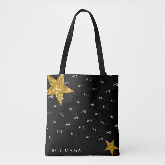 Boy Mama Fun Nom Personnalisé Sac fourre-tout (Devant)