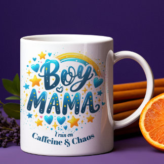 Boy Mama Funny Modern Blue Geschenk für die Mama v Kaffeetasse