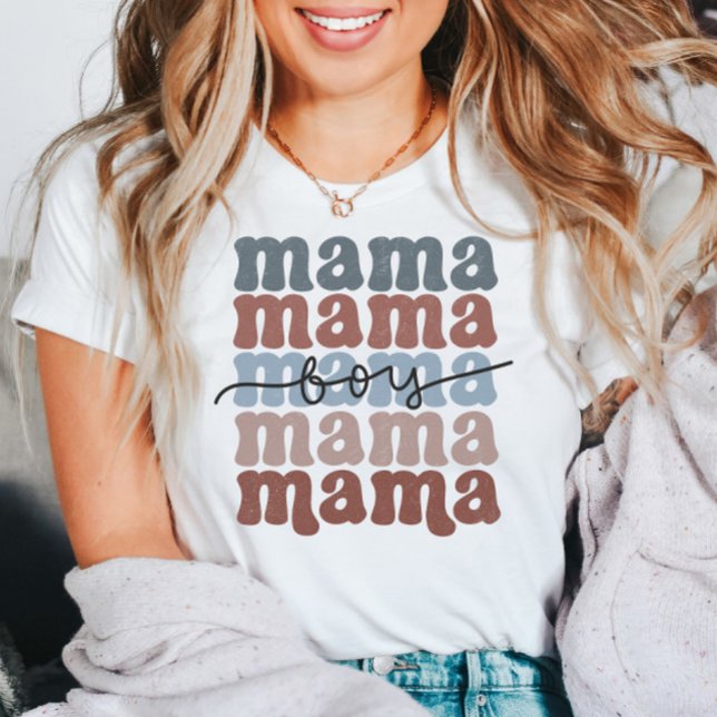 Boy Mama Mother's Day Retro T - Shirt (Von Creator hochgeladen)