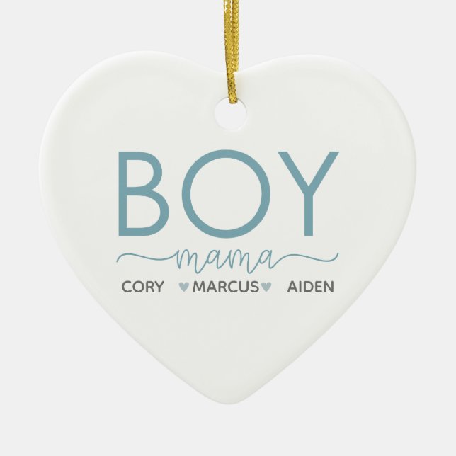Boy Mama Personalisiert mit Namen Keramik Ornament (Vorne)