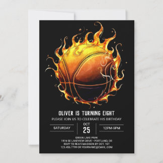 Boy Modern Boho Basketball Geburtstag Einladung