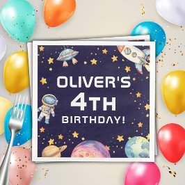 Boy Modern Space Rocket Ship Geburtstagsparty Serviette