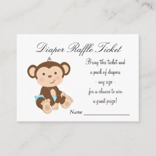 Boy Monkey Diaper Raffles Tickets Begleitkarte