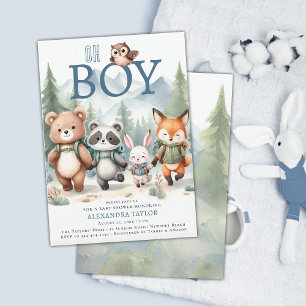 Boy Niedlich Woodland Animal Wanderjunge Babydusch Einladung