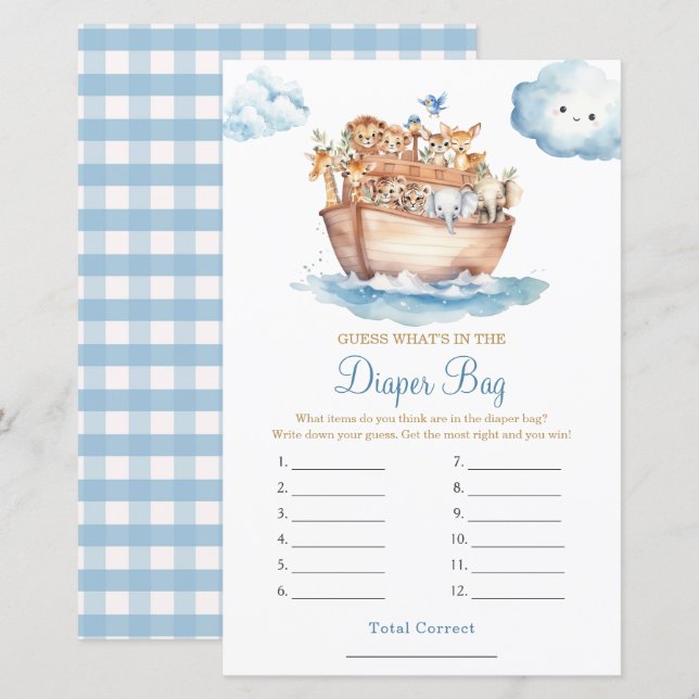 Boy Noah's Ark Baby Dusche Was in der Windelbeutel (Vorne/Hinten)